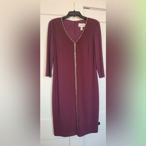 Joseph Ribkoff Elegant Evening Dress with Silver Rhinestone Trim